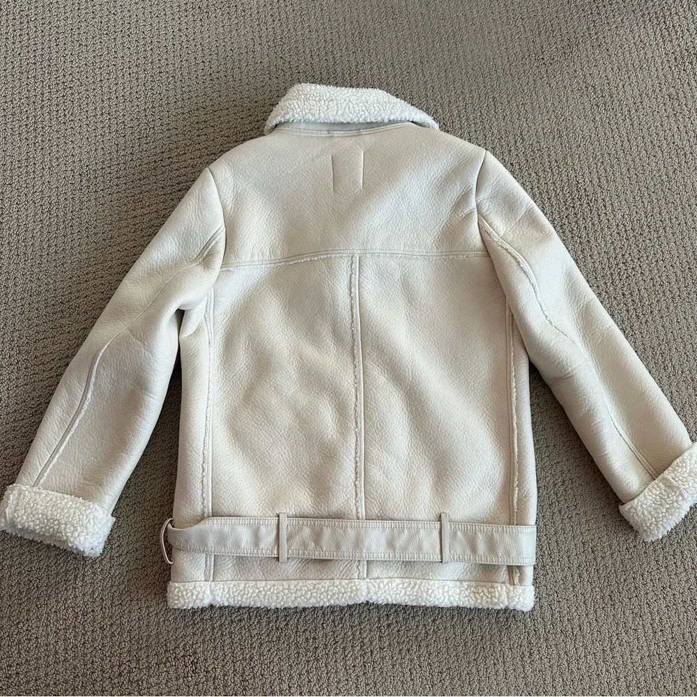 Zara Off-White Shearling Jacket coat - Picture 9 of 10